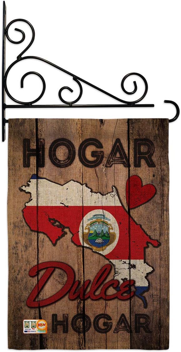 Country Costa Rica Hogar Dulce Garden Flag Set Wall Holder Regional Nation International World Particular Area Small Decorative Gift Yard House Banner Double-Sided Made In USA 13 X 18.5