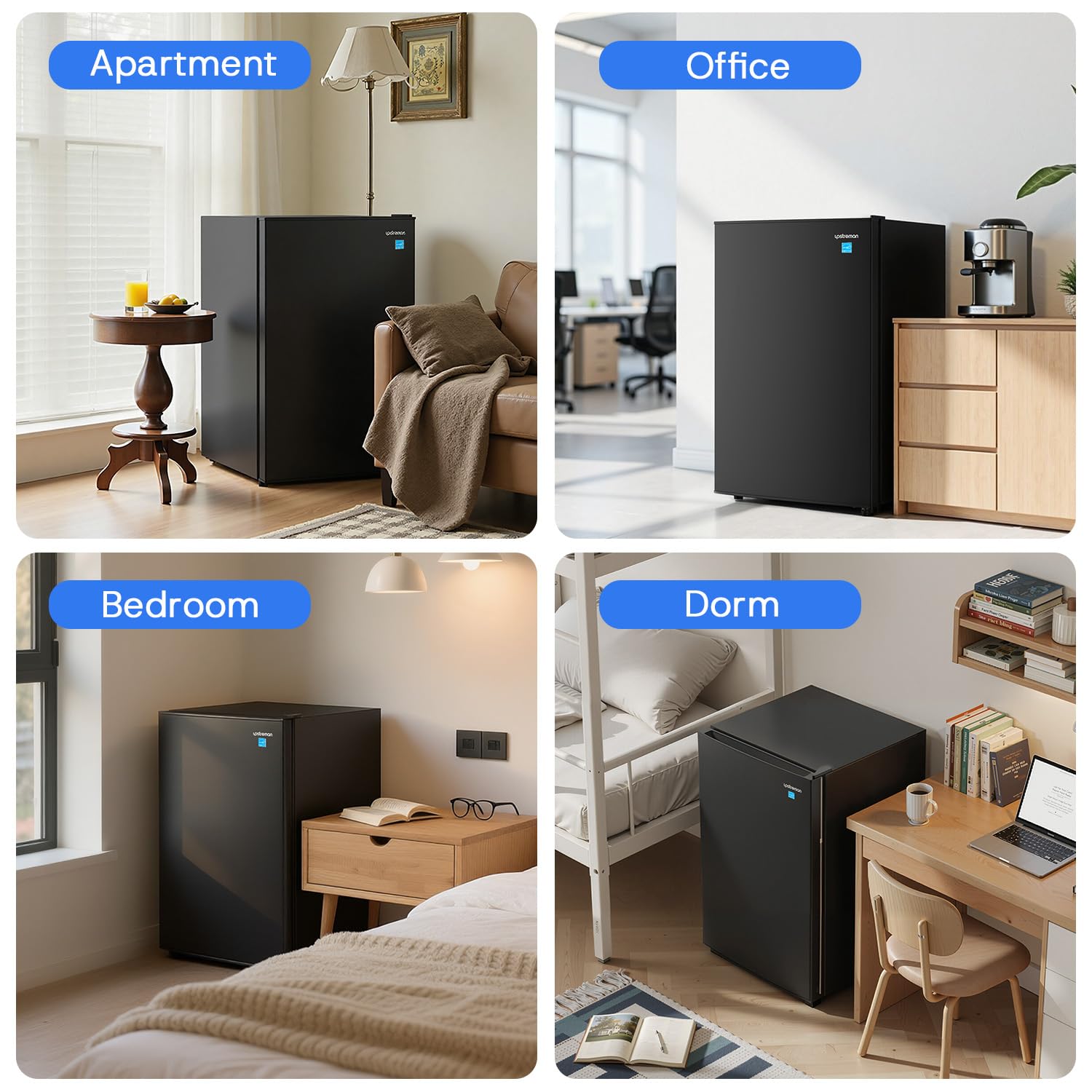 Upstreman 4.5 Cu.Ft Mini Fridge with Freezer, Single Door Mini Refrigerator, Adjustable Thermostat, Low Noise, Energy Saving, Small Refrigerator for Bedroom, Dorm, Office, Black, FR45 on Fridge.com