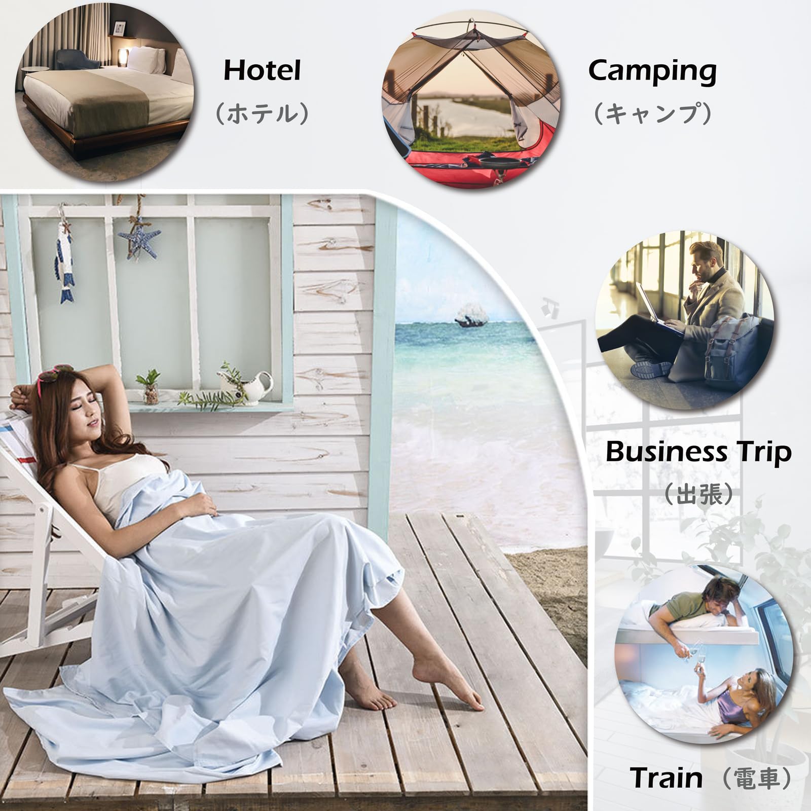 TRIWONDER Draps de Sac de Couchage 1 ou 2 Personnes Doublure Légère pour Voyage Camping Hôtel Train Auberges