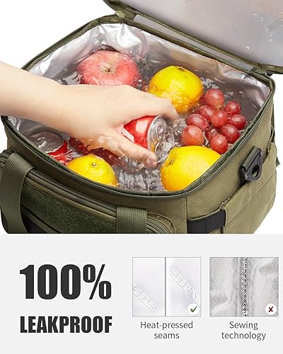Vista 12 de JOYHILL - Lonchera táctica para hombres, con aislamiento térmico y bolsa extraíble para botellas, hielera duradera, moderna, grande, a prueba