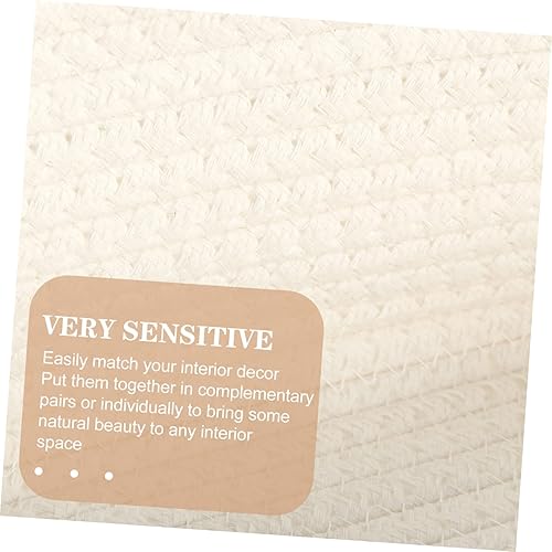 Miniatura 4 de IMIKEYA Cestas tejidas de cuerda de algodón cesta de almacenamiento de algodón tejido con borlas, cubos de almacenamiento para armario, cesta de