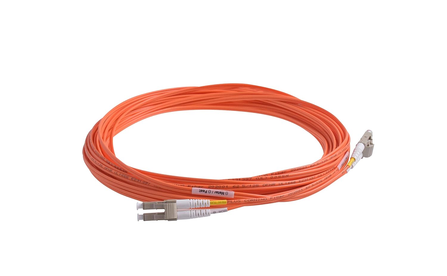 SpeedyFiberTX - 4-Pack 10 Meter Multimode OM1 62.5/125 Fiber Optic Patch Cable, Duplex LC to LC, Slim Zipcord OFNR Cable Jacket