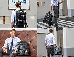 Amazon.com: Masa Kawa Black Leather Backpack for Men 15.6 Inch