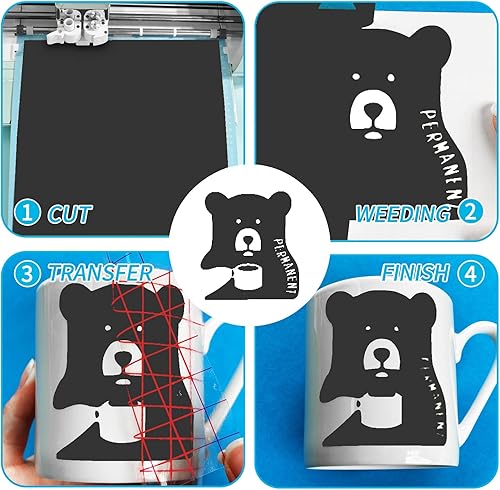 Miniatura 92 de Lya Vinyl - Vinilo permanente negro brillante, rollo adhesivo permanente de 12 pulgadas x 50 pies para máquina de corte, rollo de vinilo para Negro