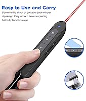 Vista 5 de Presentador inalámbrico con clicker de presentación remota para presentaciones de PowerPoint, RF 2.4GHz USB A y USB C Slide Clicker para Mac Laptop