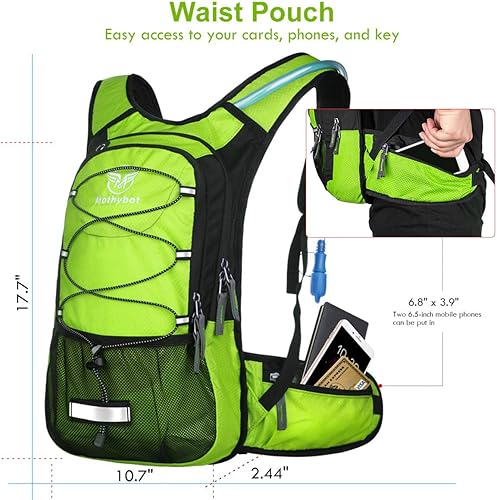 Mochila de hidratación aislada con depósito de 2 litros sin bisfenol A (BPA) y almacenamiento, mochila de senderismo para hombres, mujeres, niños