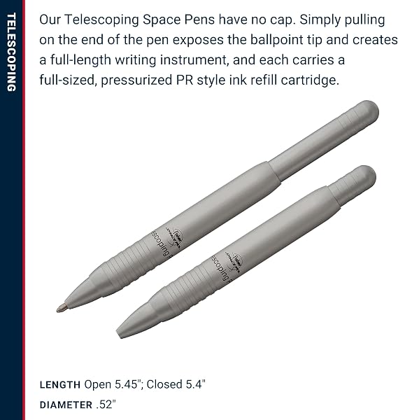 Fisher Space Pen Telescoping Pen, Pressurized Ballpoint Pen, Compact Size, Writes Upside Down and in Extreme Temperatures, Smooth Black Ink, Medium Point, Gift Box