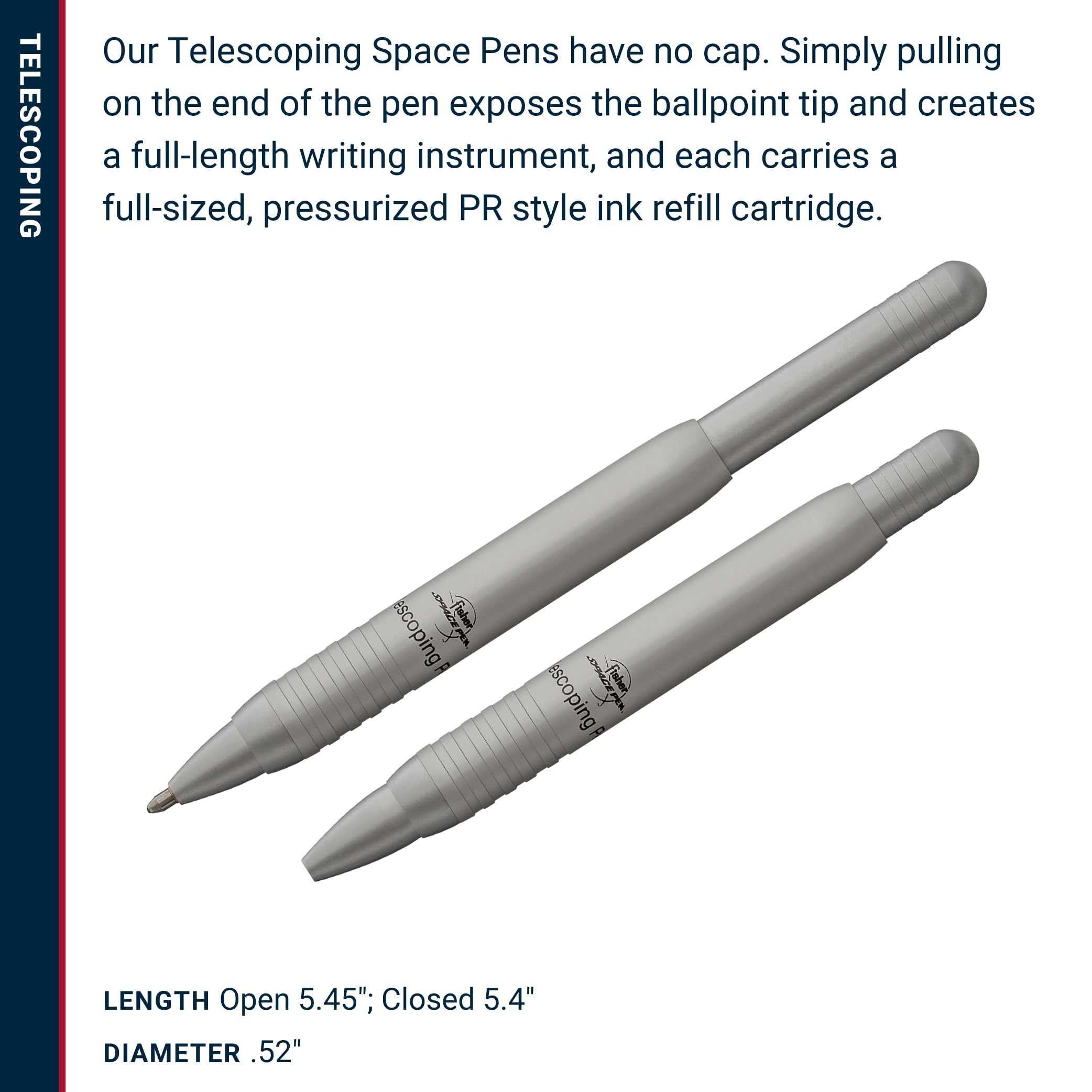 筆記具 Fisher space pen telescoping pen Matte Black Trekker Space Pen - Fisher Space Pen