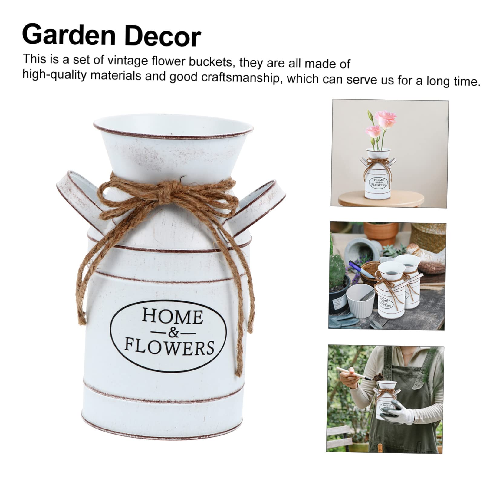 CVHOMEDECO. Bidon à Lait En Métal Galvanisé, Vieux Vase Rustique Pour La Décoration De La Maison Et Du Jardin