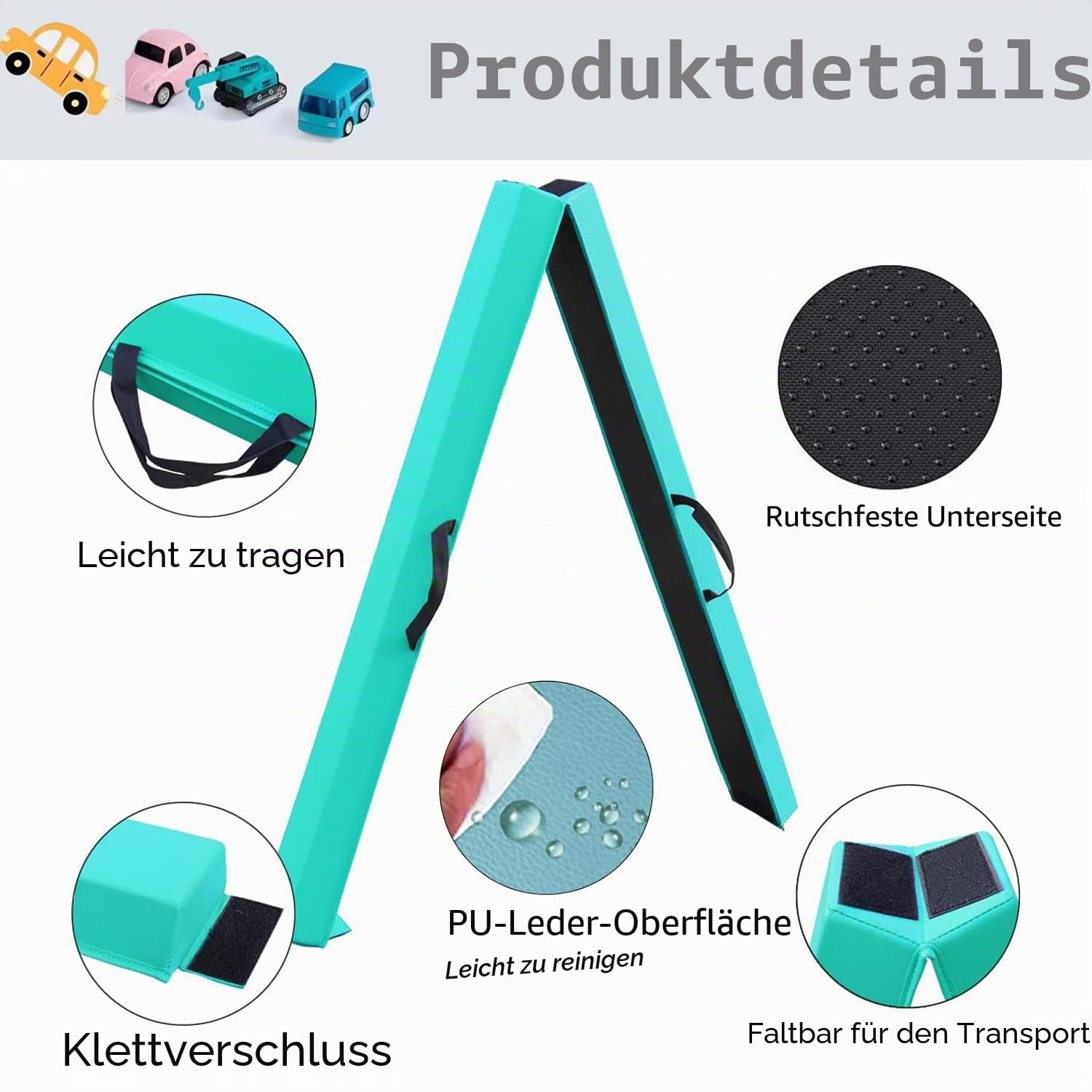 Schwebebalken Kinder 210/240/270/300cm Faltbarer Balken Turnen Balance Beam für Zuhause Training Klappbarer Schwebebalken Gymnastik Gymnastikbalken mit Rutschfestem Boden und Tragetasche