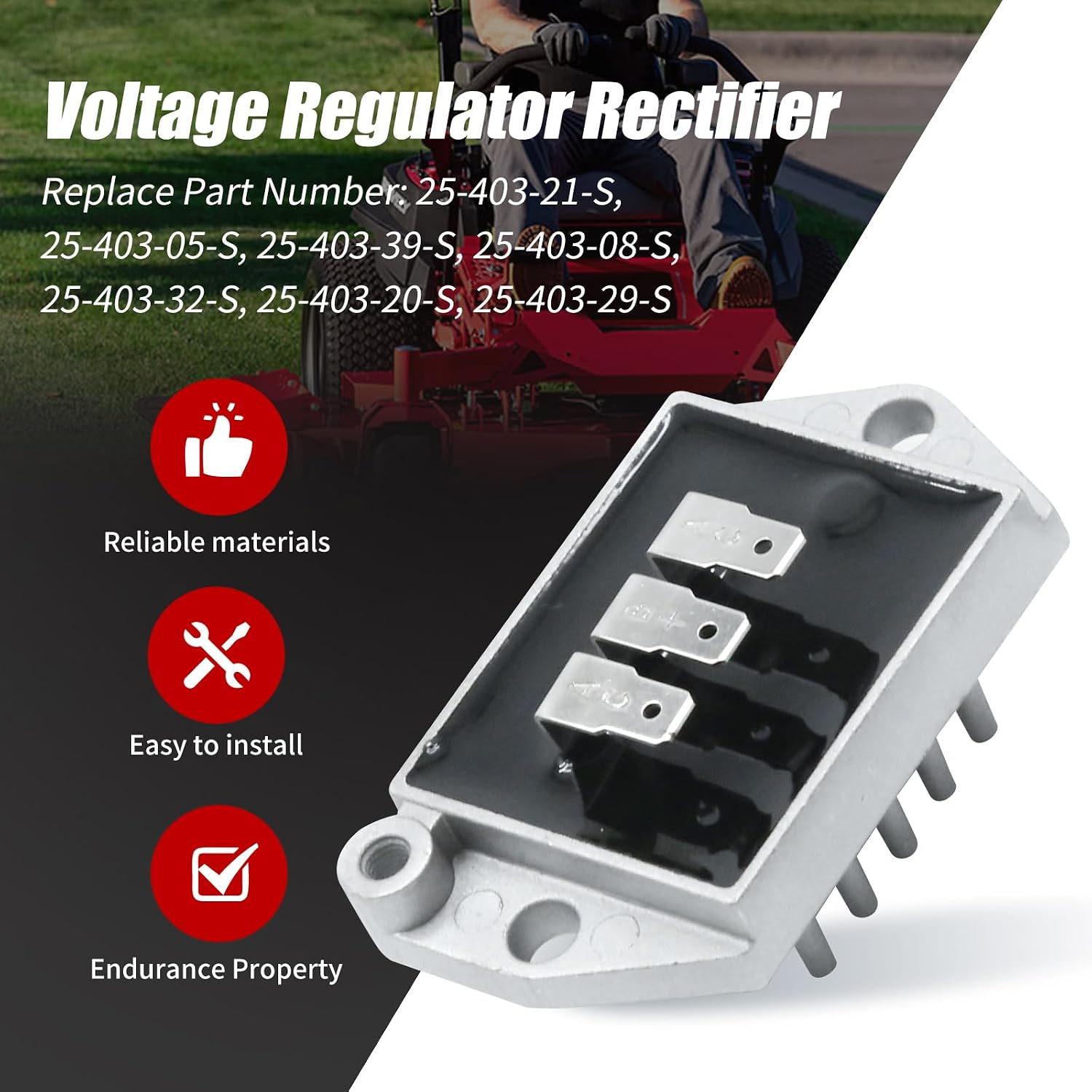 25-403-05-S Voltage Regulator Rectifier, Replacement for Koh-ler Engines CH15 CH640 CH680 CH730 CH1000 ECH730 ECH740 ECH749 ECV740 ECV749, Replaces 25-403-08-S