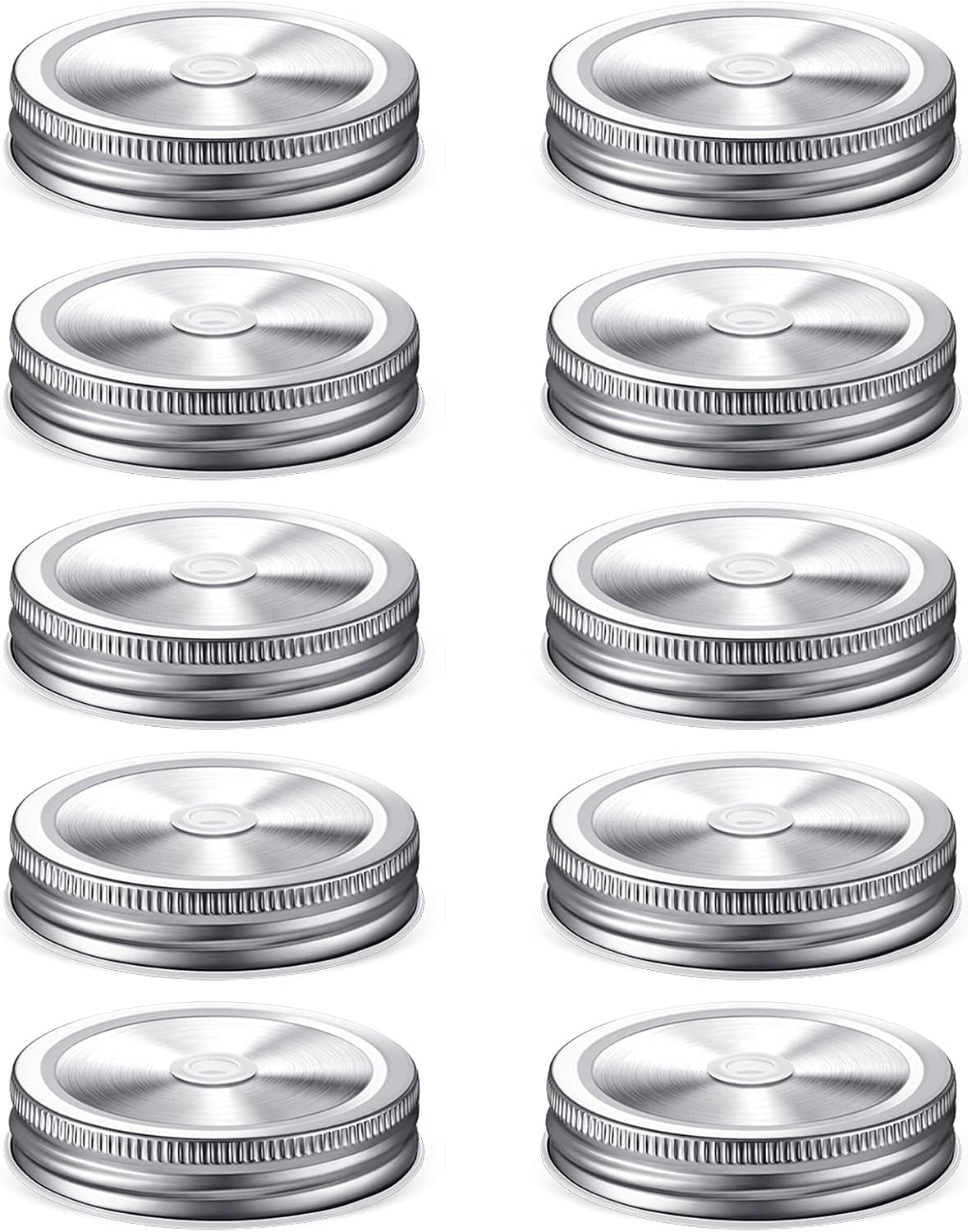 10 Pieces Regular Mouth Canning Lids with Straw Hole Silver