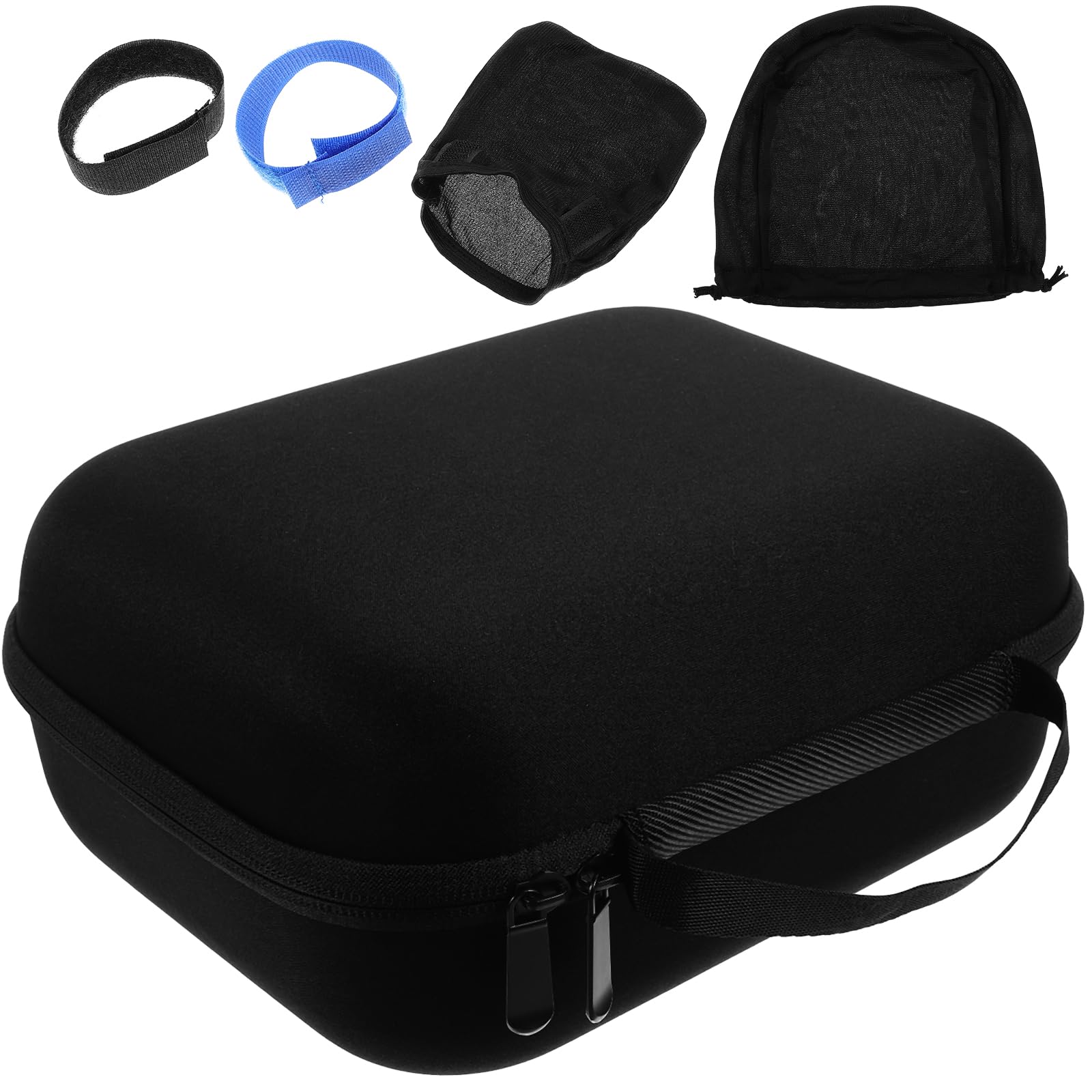 SHINEOFI Estuche Rígido EVA para Auriculares con Cremallera Resistente Golpes y Polvo con Dos Bolsillos de Malla para Accesorios para Transporte Diario y Actividades al Aire Color Negro