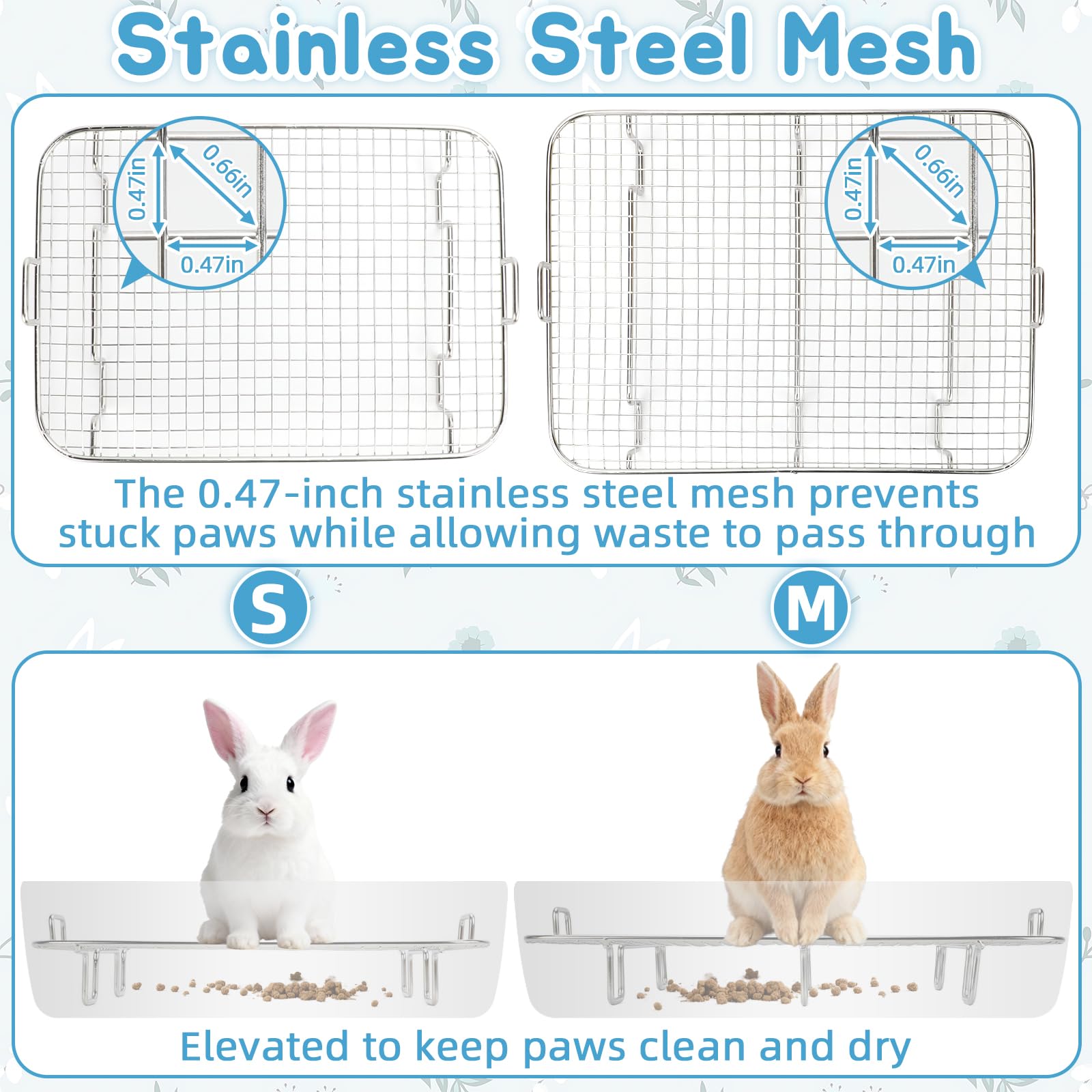 BWOGUE Stainless Steel Rabbit Litter Box with Sifting Tray, Metal Grids Bunny Litter Box, Small Animal Toilet Pan Steel Grid for Adult Guinea Pigs, Chinchillas, Ferrets, Easy to Clean, Odor Control - image 4