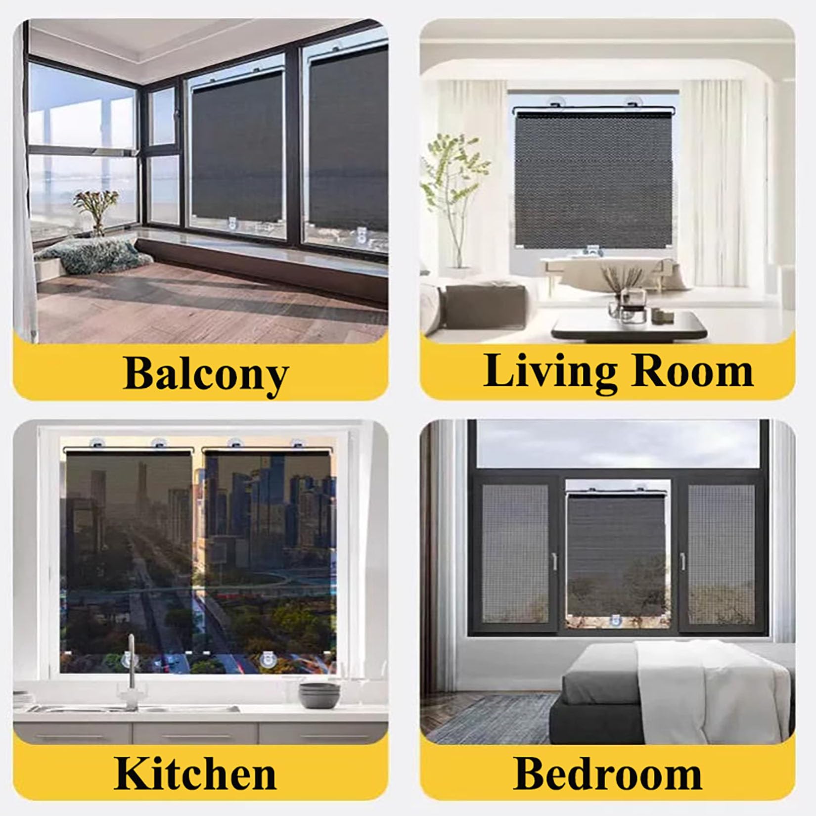 80X200cm Saugnapfes Rollo Fensterrollo,Thermorollo,Verdunkelungsrollo mit Saugnäpfen,UV-Schutz Fenster Rollos,90% Verdunkelung Rollo ohne Bohren für Autofenster,Schlafzimmer,Büro