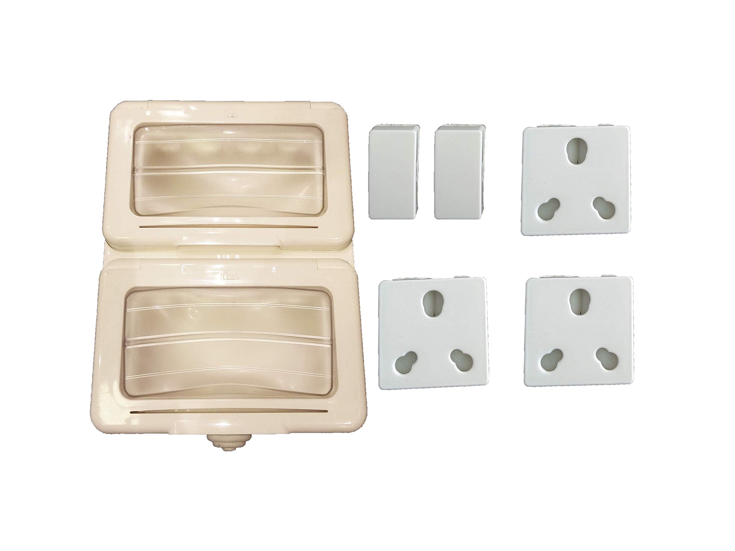 C&S Water Proof 8 Module Plastic Box with 2 16 A Switches and 3 16 A Sockets