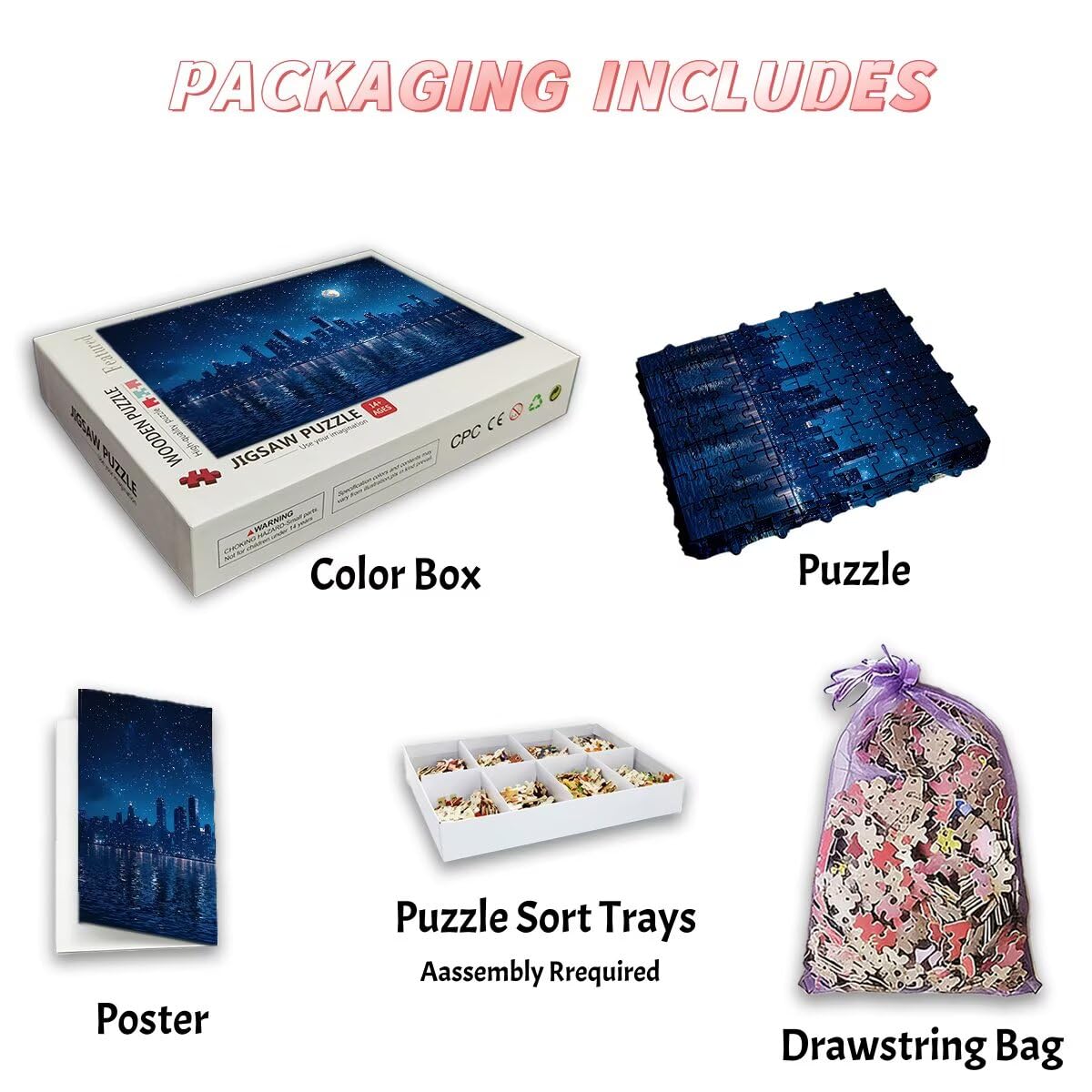 Puzzle 1500 sztuk miasto, gwieździste puzzle, puzzle 1500 dorosłych, puzzle dla dorosłych z pudełkiem prezentowym, drewniane puzzle wyzwanie dla całej rodziny, oryginalne prezenty dla kobiet -2888