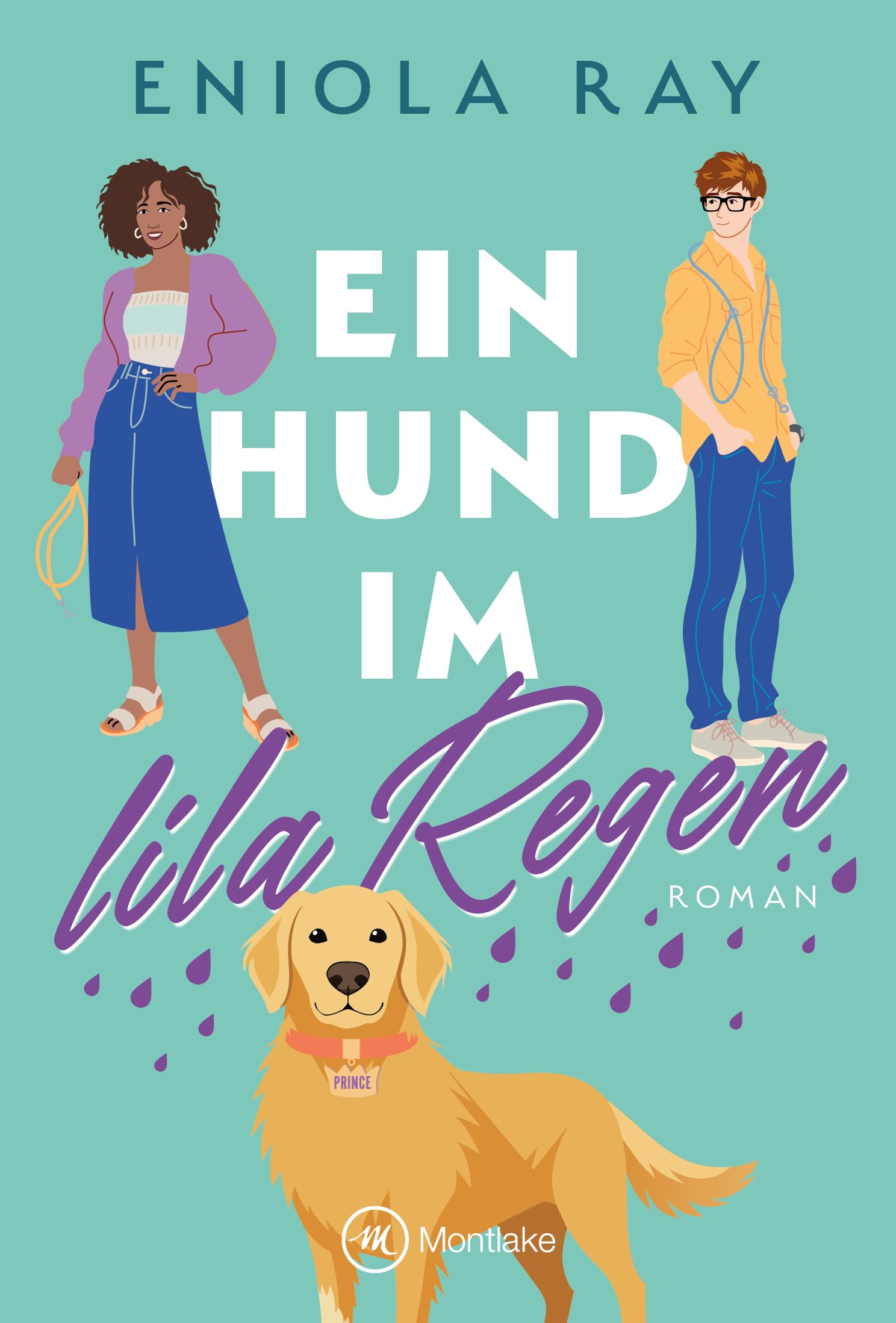 Ein Hund im lila Regen