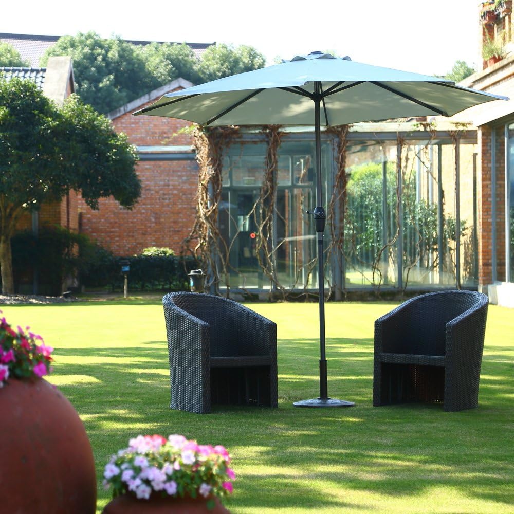 Patio Umbrella, Respace 9 Ft Aluminum Outdoor Table Umbrella, 8 Steel Ribs, 100% Polyester, UV 50, Grey