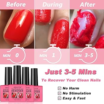 Amazon.com : 4 Pack Gel Nail Polish Remover,Gel Polish