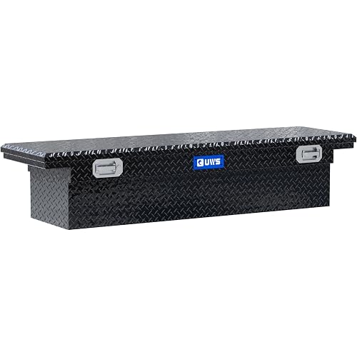 UWS EC10492 Pull Handle 69-Inch Gloss Black Heavy-Wall Aluminum Truck Tool Box with Low Profile, RigidCore Lid
