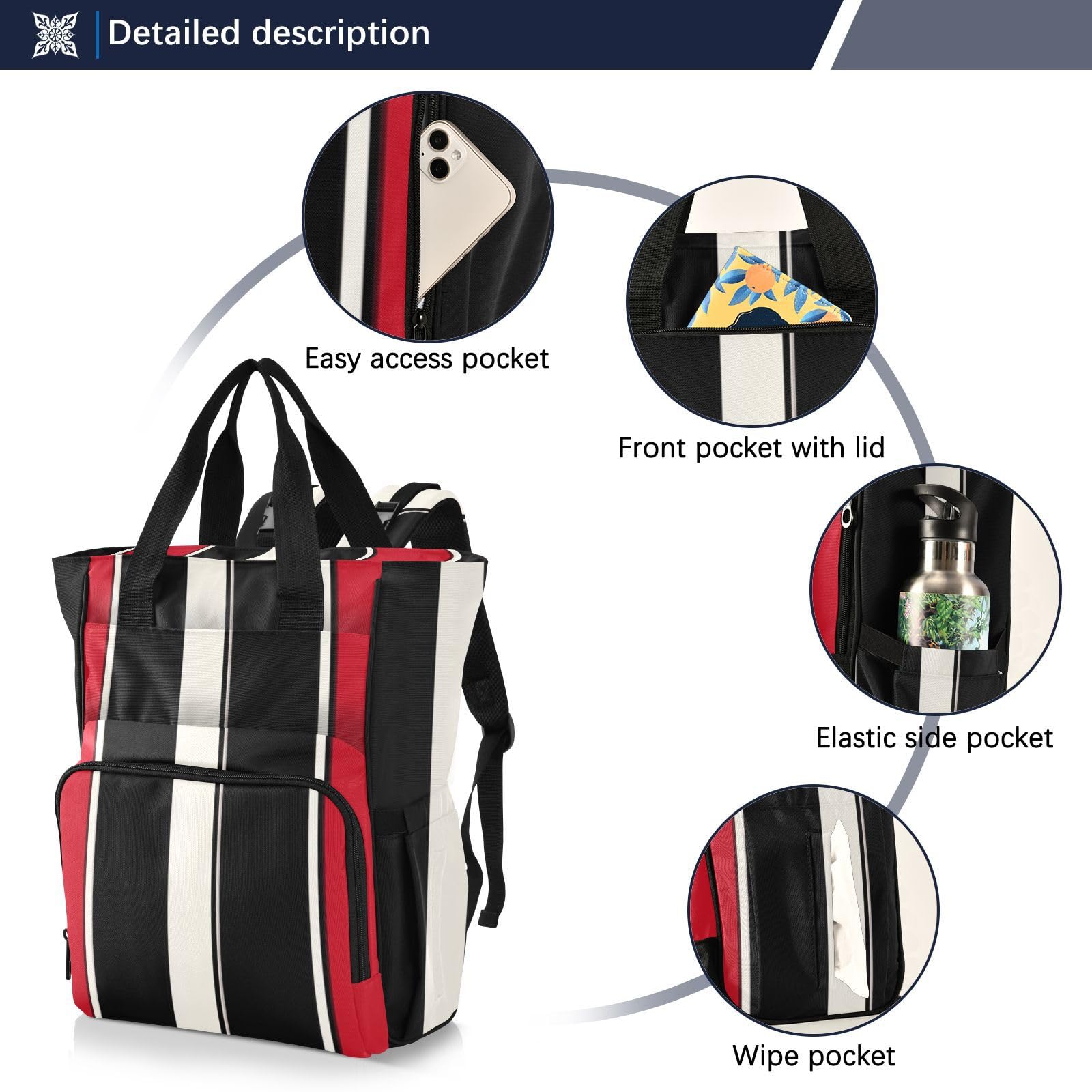 Borse per pannolini grandi, unisex, per viaggi, con tasti di