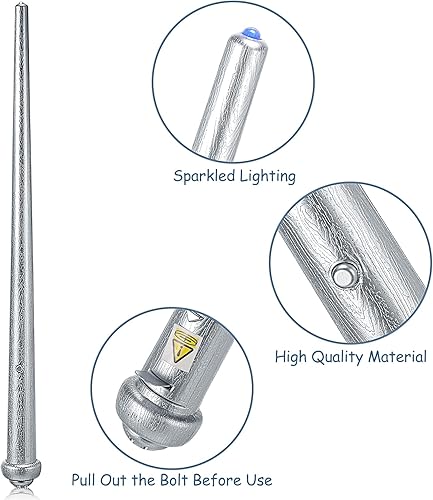Miniatura 42 de Gejoy Varita de mago mágico, 2 piezas, varita mágica de hada de princesa, juguete de sonido de luz de Navidad, accesorios de cosplay para niños Azul
