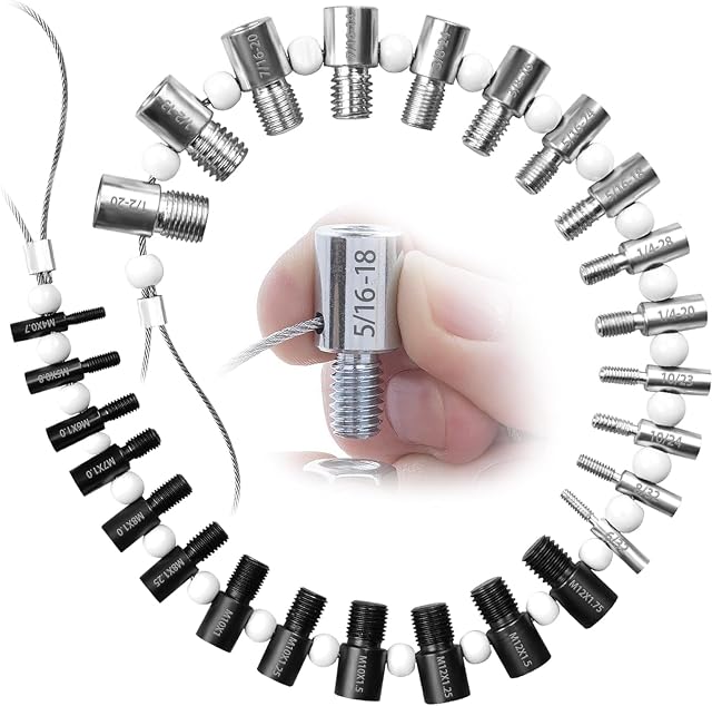 Nut and Bolt Thread Checker (Inch & Metric) -26 Male/Female Thread Identifier Gauges - 14 Inch & 12 Metric, Male/Female Gauges for Quickly Checking Nuts and Bolts Inch or Metric and Verifying The Size
