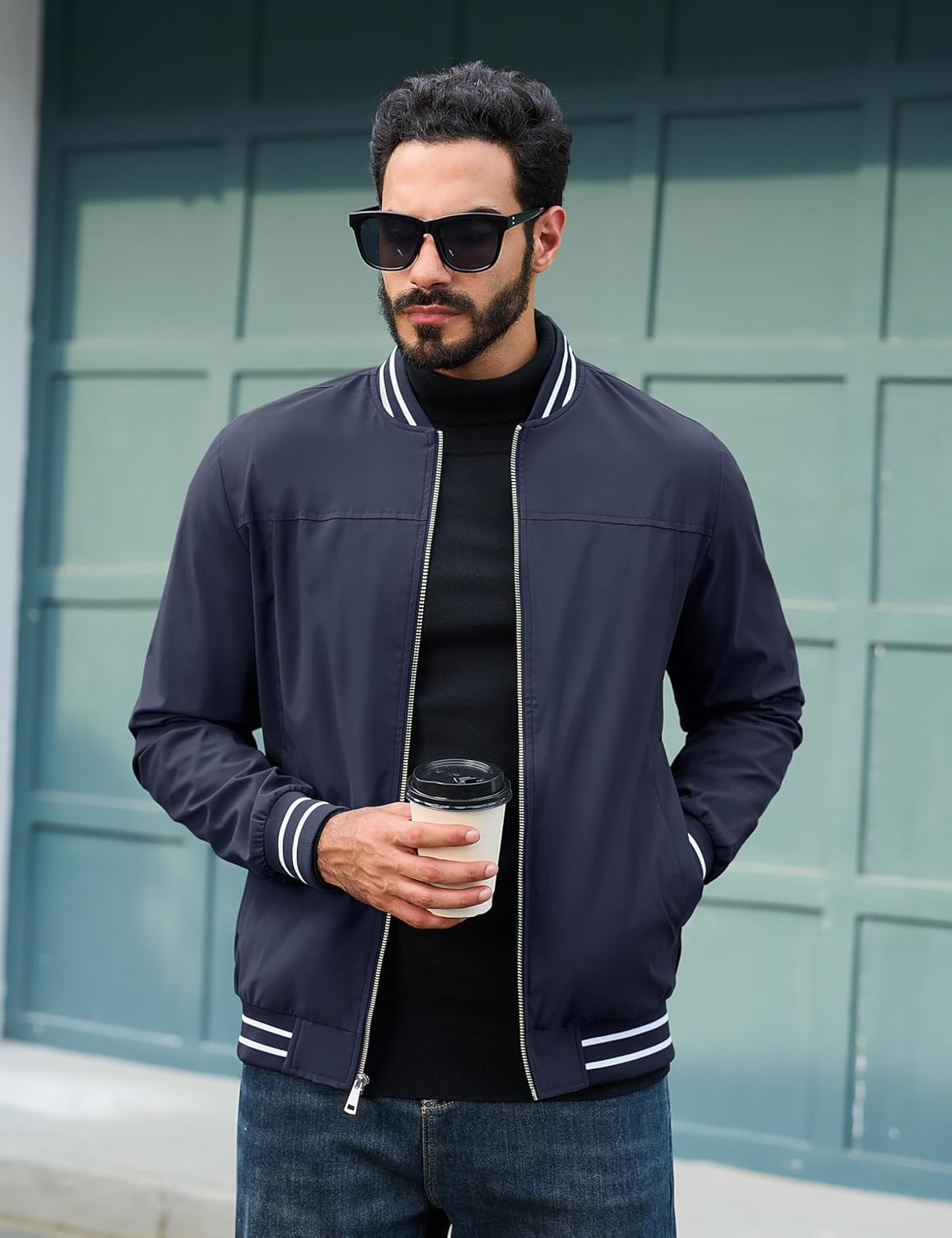 TACVASEN Men's Lightweight Jacket Casual Spring Fall Windbreaker Bomber Zip Up Coat With Pocket - Image 2