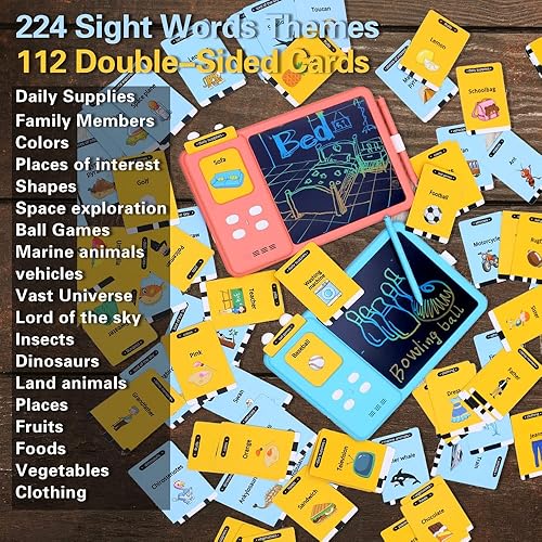 Miniatura 6 de Tarjetas flash con tableta de escritura LCD, juguetes de terapia del habla para niños con autismo, juguetes sensoriales para niños autistas, 224