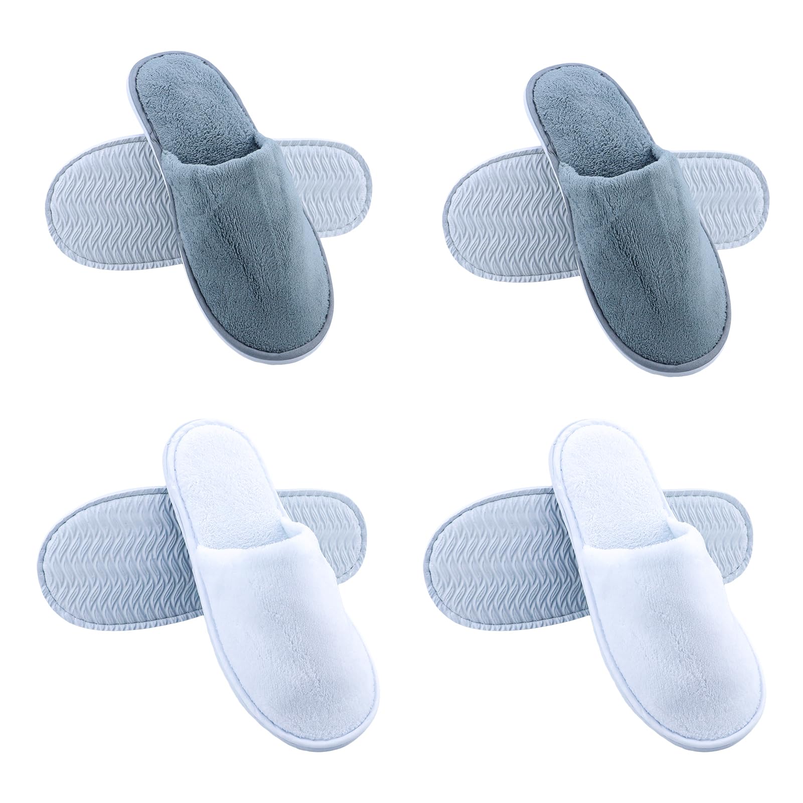 4 Paia Ciabatte Monouso per Hotel e Ospiti in Coral Velvet, Pantofole Punta Chiuse per Casa, Spa, Bagno, Uomini e Donne, Travel Home