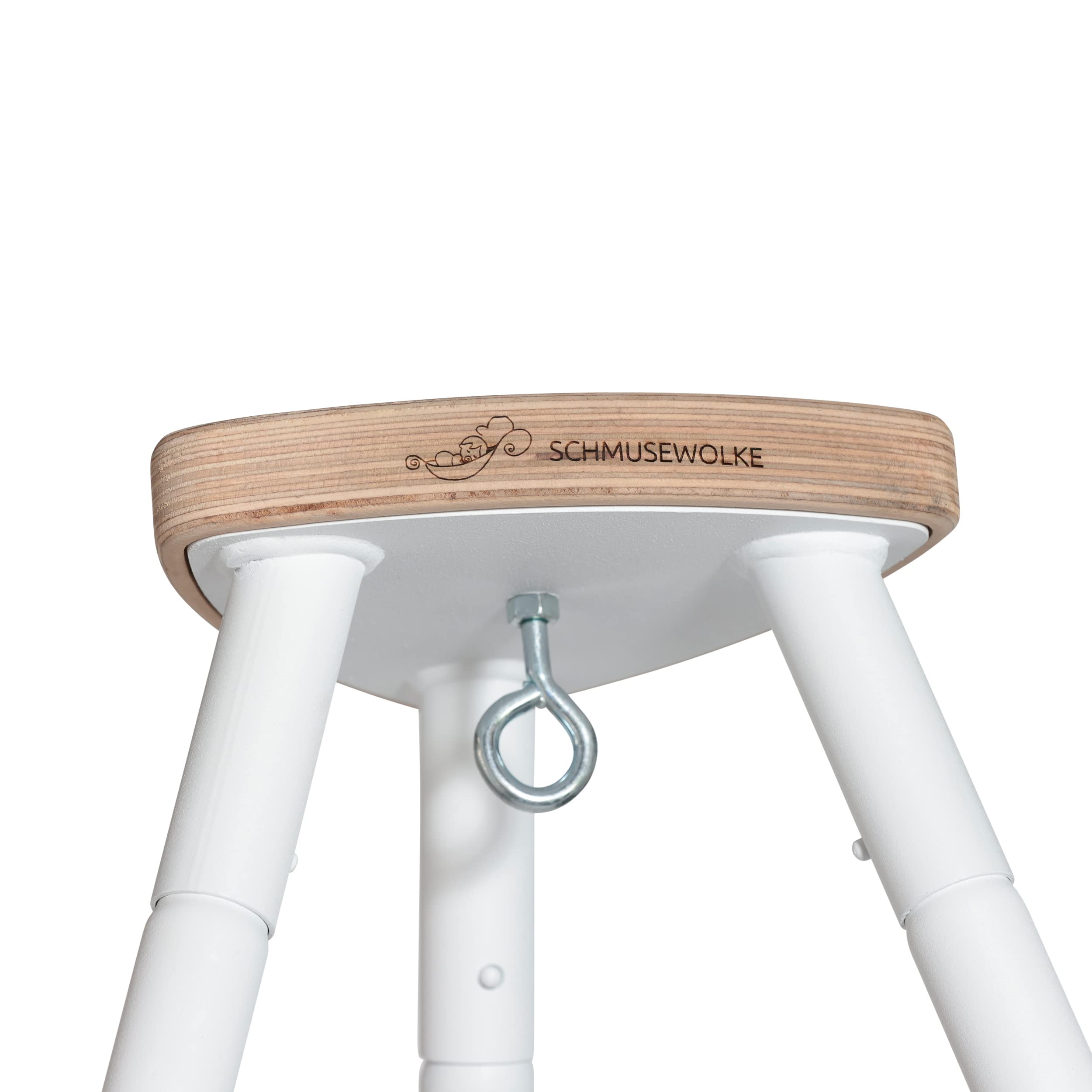 SCHMUSEWOLKE Berceau à ressorts Gris – Ensemble avec cadre en tipi blanc – Hamac pour bébés et tout-petits de la naissance à 3 ans – Coton bio – Avec matelas en laine de mouton