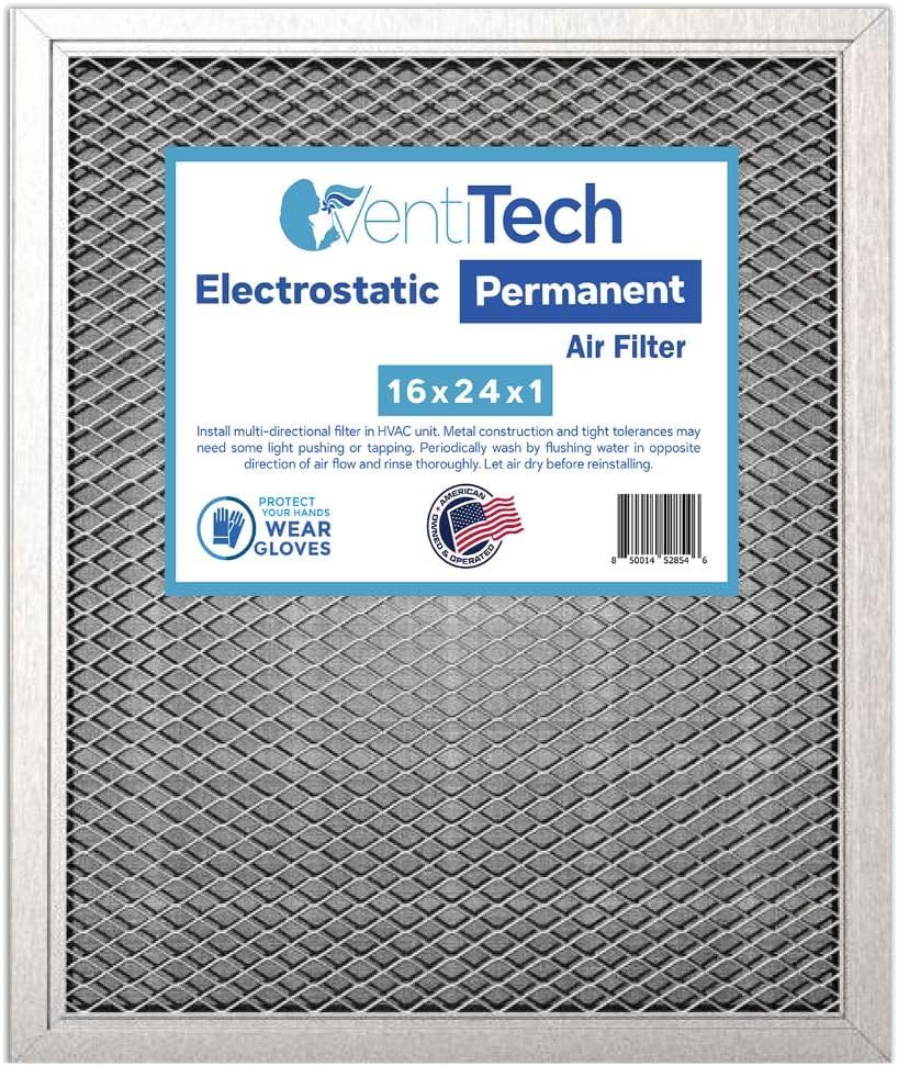 Venti Tech 16x24x1 Washable Electrostatic Air Filter. Reusable HVAC