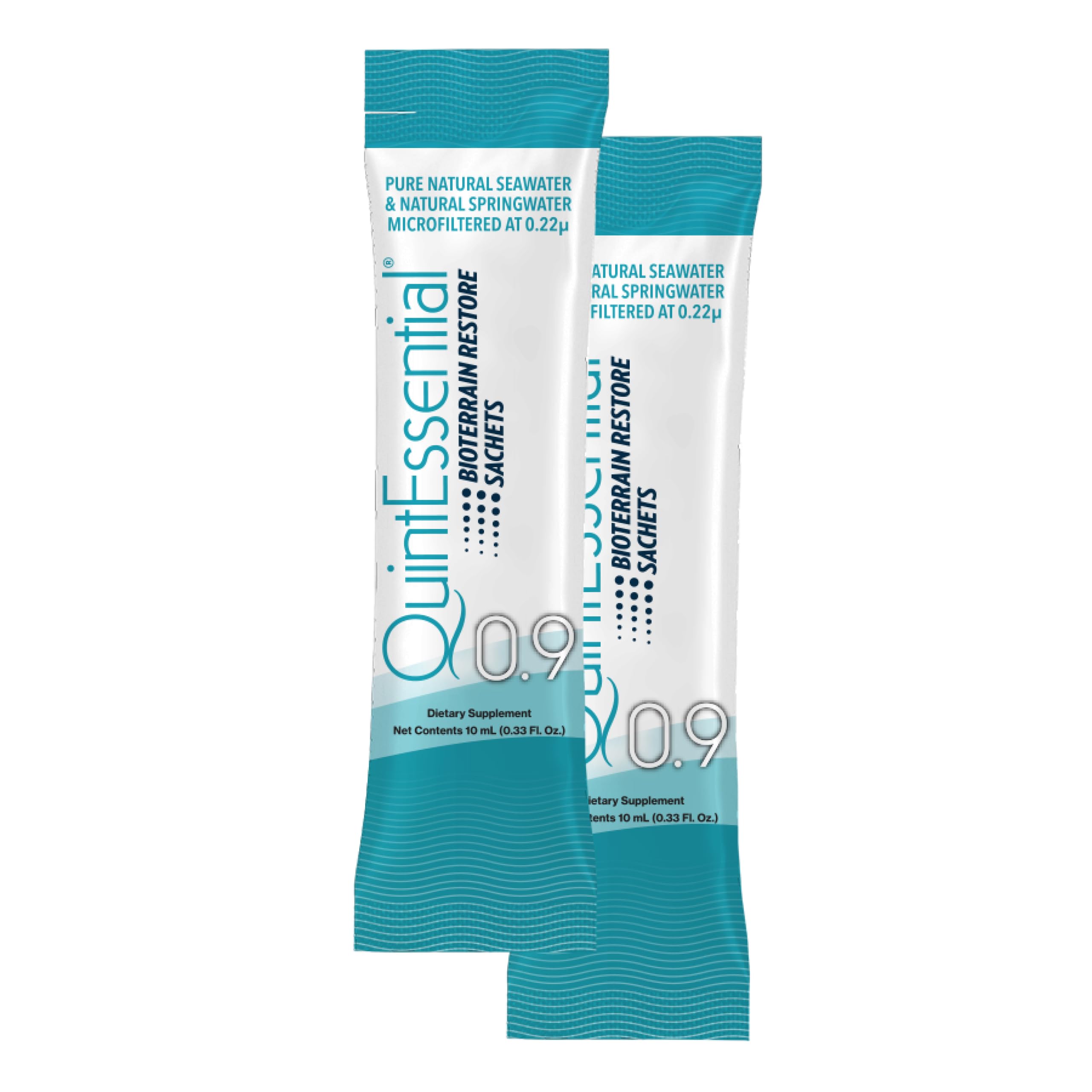 Quicksilver ScientificQuintessential 0.9 Sachets - Isotonic Solution with Sea Water Minerals + Alpine Spring Water - Liquid Hydration, Electrolyte + Multi Minerals Supplement (30 Count)