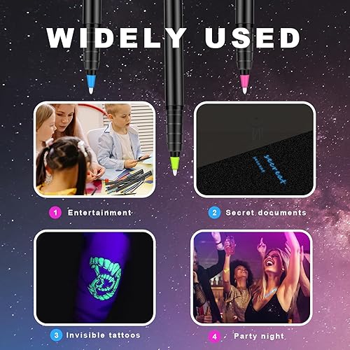 Miniatura 6 de Daemson Bolígrafo de tinta invisible, bolígrafo espía con 3 mini linterna LED UV, bolígrafo mágico de tinta que desaparece con marcadores de luz