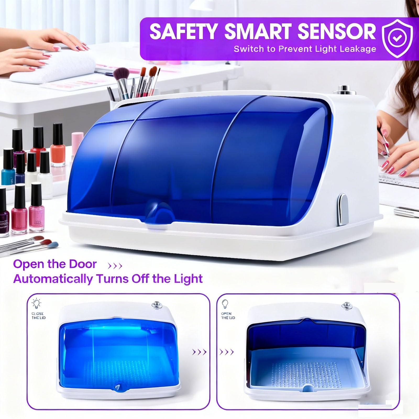 Caja esterilizadora de herramientas de arte de uñas de gran capacidad para salón y uso doméstico, organizador esterilizador profesional para manicura, esteticista, tatuaje y accesorios