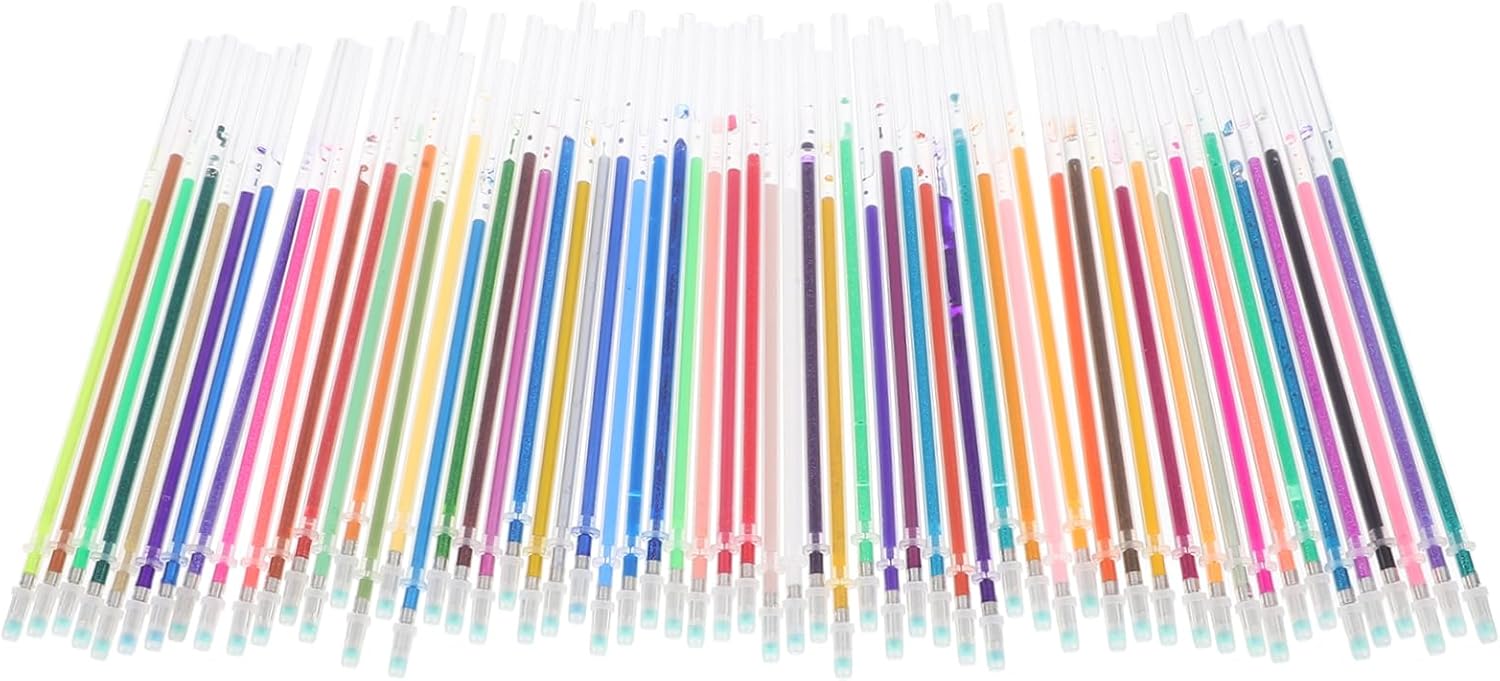 60pcs Replacement Gel Pen Ink Refills for Adult Coloring Glitter Gel Pens in Vibrant Colors for Scrapbooking and Drawing