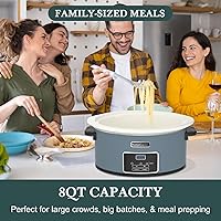 Vista 7 de HOMECOOKIN 8-Quart Programmable Slow Cooker with Timer Keep Warm - Small Kitchen Appliance for Family Dinners - Serves 6+ People (Blue)