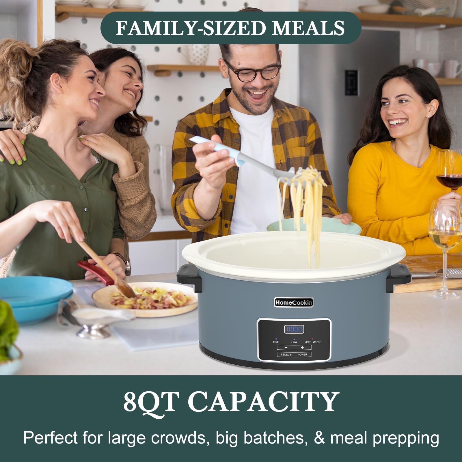 8 Quart Programmable Slow Cooker - Blue -7 8 Quart Programmable Slow Cooker - Blue -7