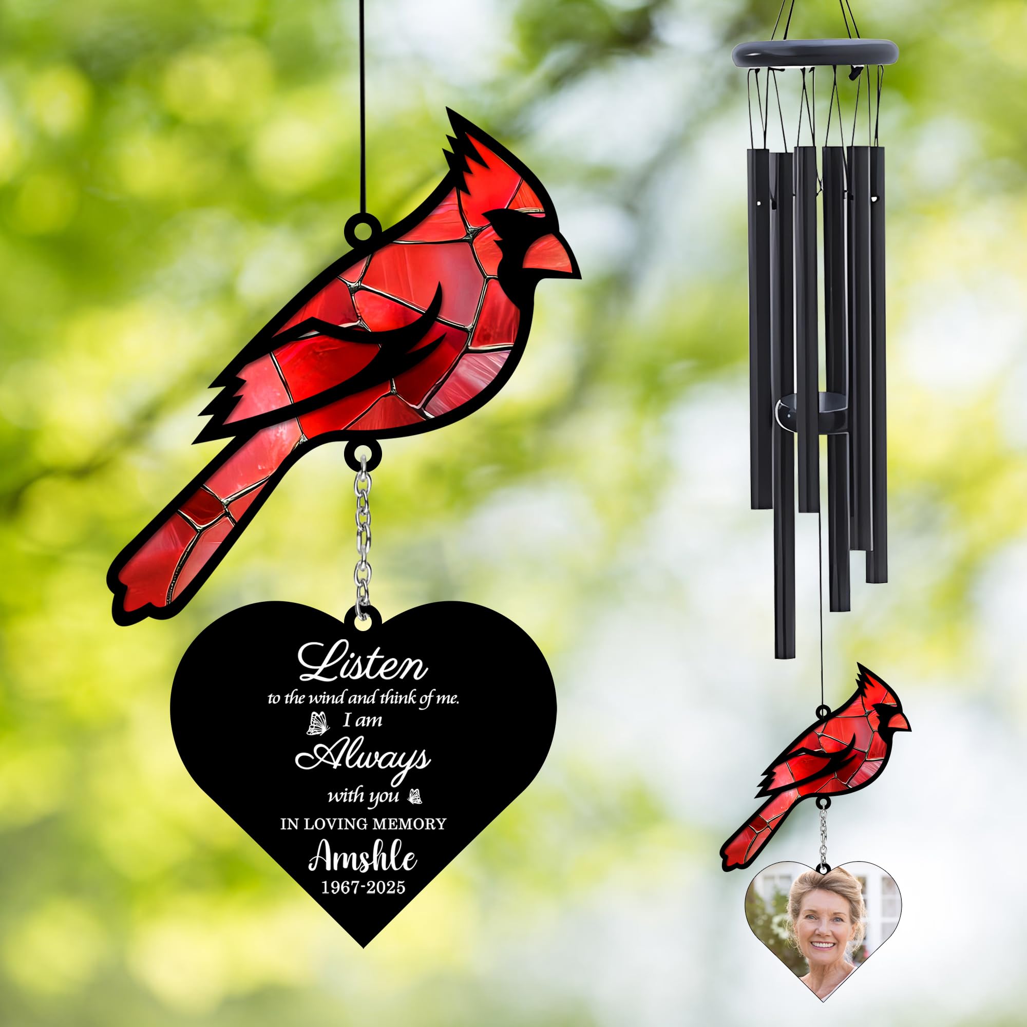 Listen to the Wind And Think Of Me Butterfly Wind Chimes,Personalized Custom Butterfly Memorial Wind Chime with Photo Name & Date,Sympathy Keepsake Gift,Memorial Bereavement Gift for Loss of Loved One