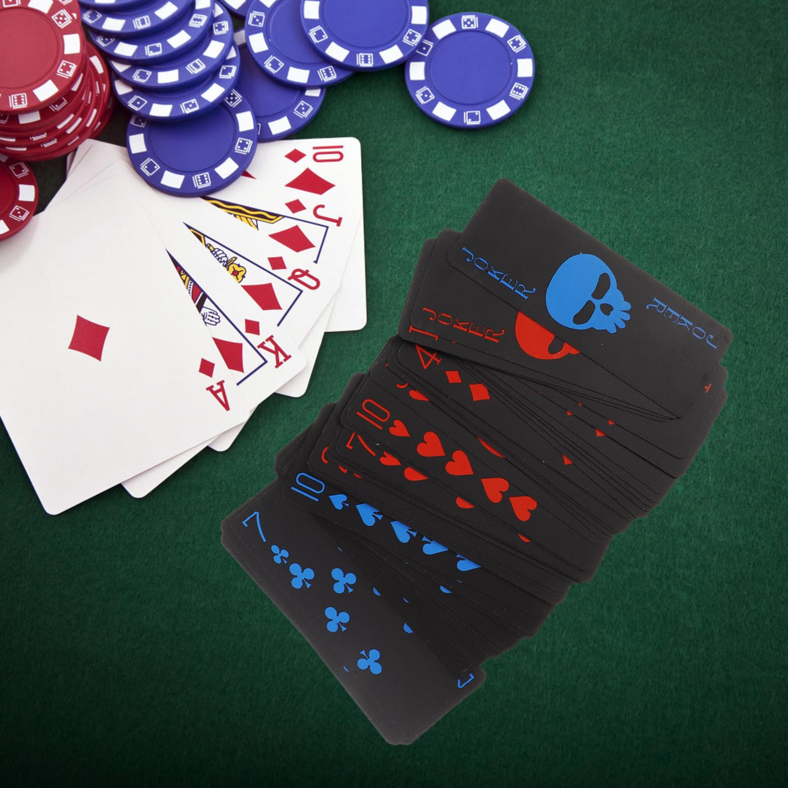 Vaguelly Carte da Impermeabili con Deck Carte PVC Nero Opaco per Poker e Giochi da Tavolo per Feste e Adulti