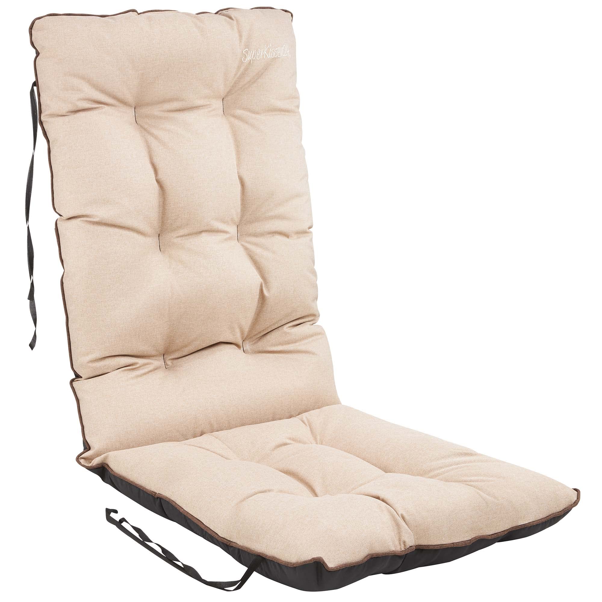 Set Di 4 Cuscini Per Sdraio 48x48 Cm - Grigio Lino, Perfetti Per Giardino E Interni