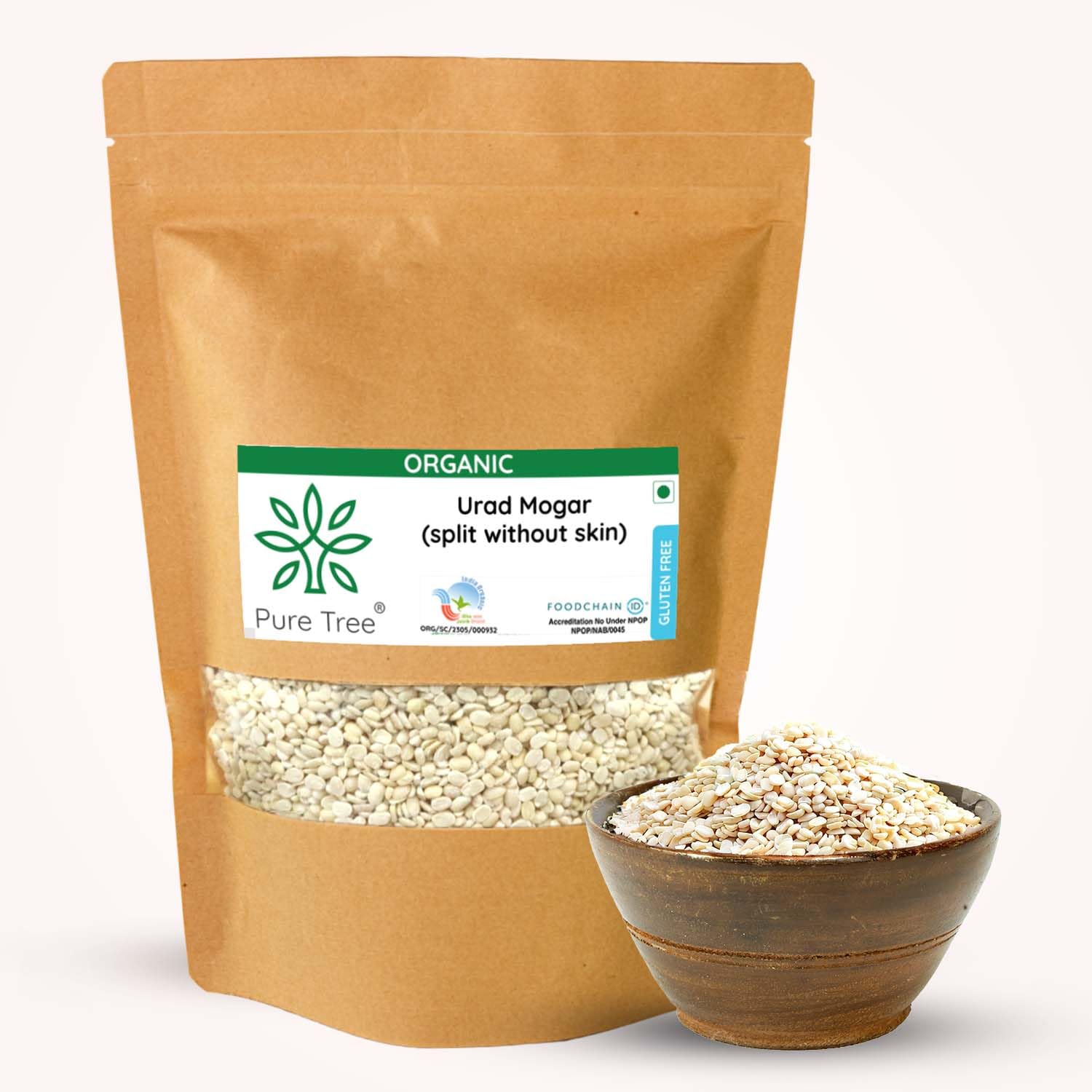 Sponsored Ad - Pure Tree Certified Organic Urad Dal Split Without Skin | 850 g | White Urad Dal Split | Dhuli Urad Daal White Minapa Pappu | Urad Dhuli Dal | Gluten-Free Uzhunnu Parippu