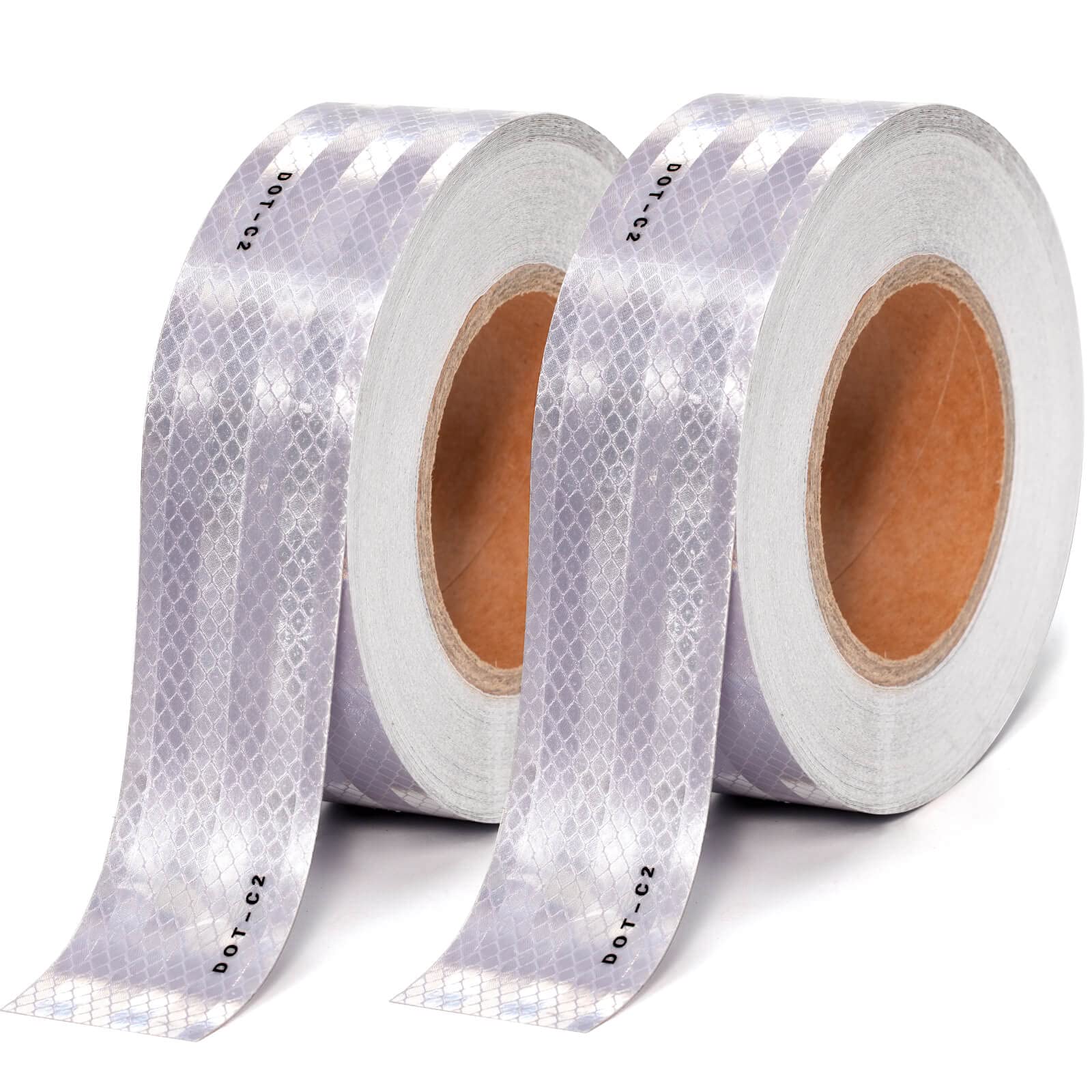 THKULKME 2" X 200ft DOT-C2 Reflective Safety Tapes Silver Adhesive Reflector Tape for Trailer Cars Trucks Outdoor Waterproof (Silver200FT)