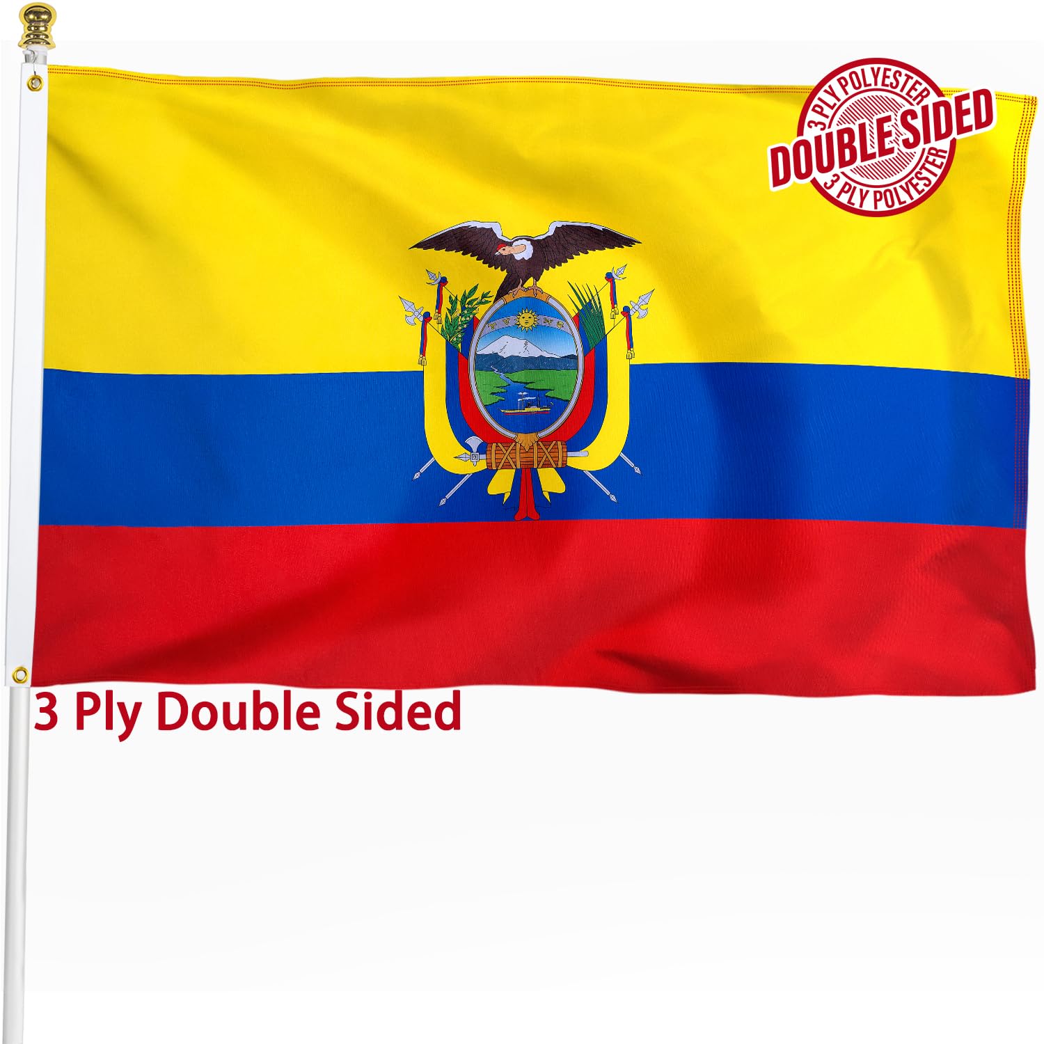 Ecuador Flag 3x5 ft Outdoor Bandera de Ecuador Ecuadorian National Flag โ image 1