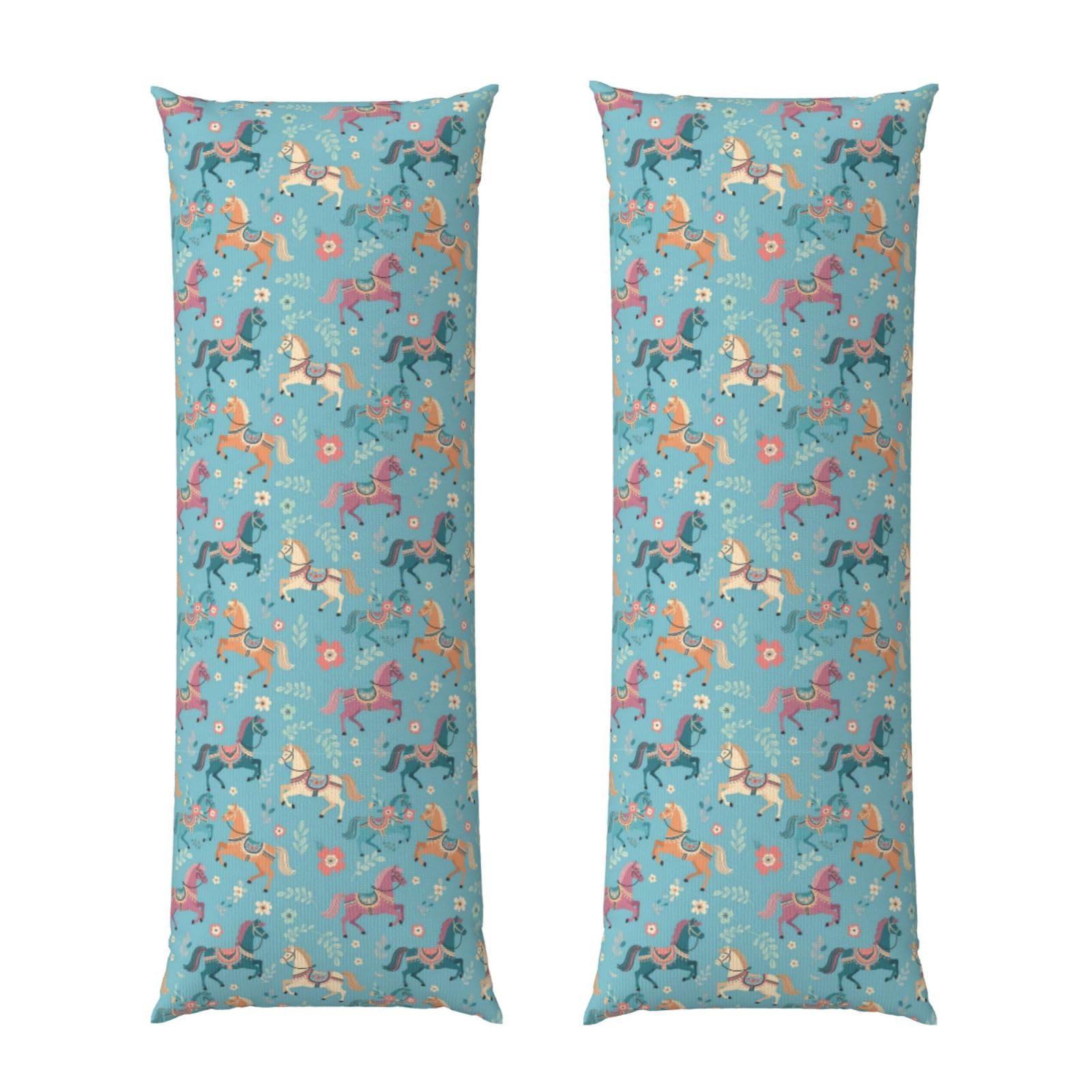 Body Pillow Cover 20x54 Inch, Beautiful Flowers Floral Horse Art, Luxury Cozy Long Pillowcase with Zipper, Softffy Rectangular Case for Couch Bed Home Hotel