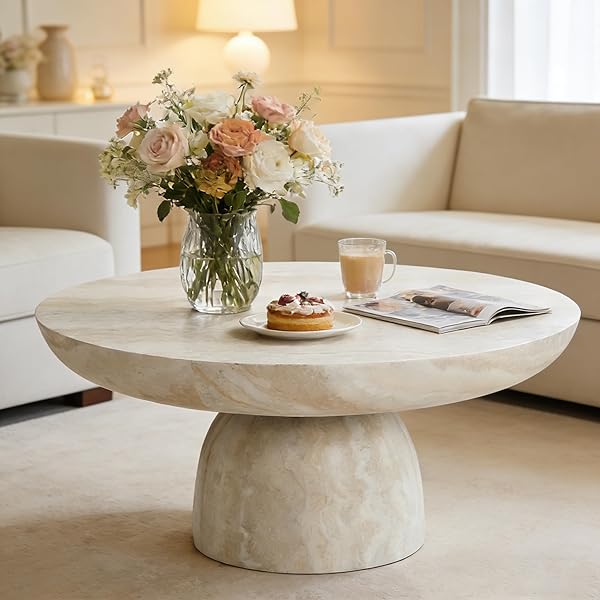 Modern Faux Marble Drum Table