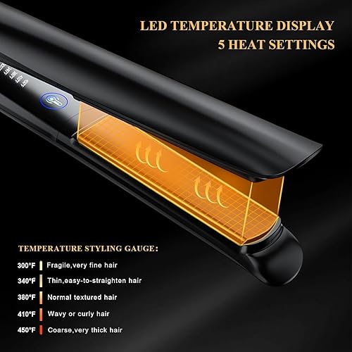 Miniatura 3 de Plancha de cabello 2 en 1 Plancha de Cabello con placas flotantes 3D, control inteligente de temperatura, calefacción MCH, voltaje dual 100V-240V y