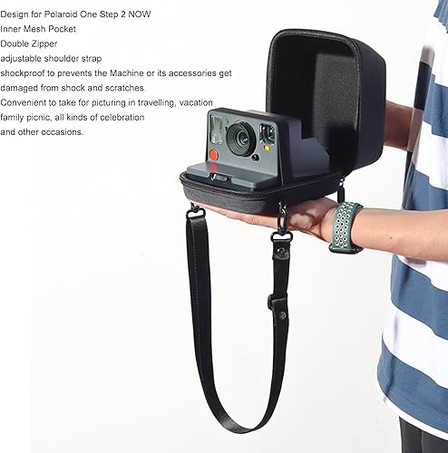 Miniatura 2 de Bolsa de cámara instantánea, para cámaras Polaroid One Step 2 NOW con doble cremallera, funda protectora portátil con correa de hombro ajustable,