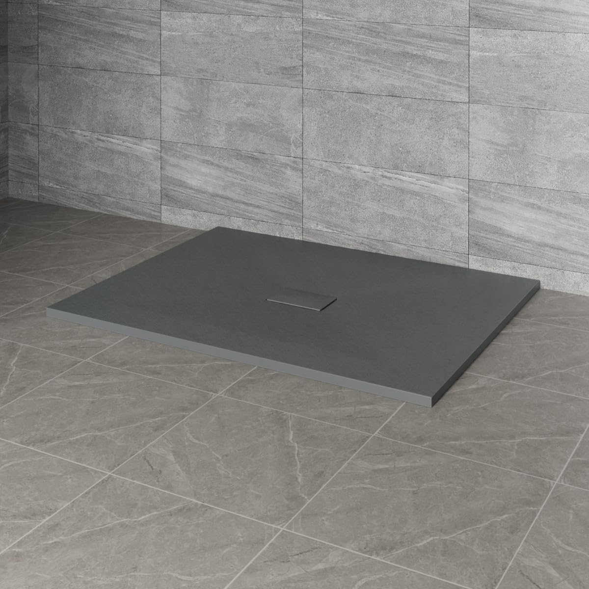 NRG 1200x1000mm White Rectangle Shower Base Tray SMC Slate Effect Slip-Resistance Bathroom Shower Enclosure Tray โ image 1